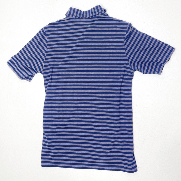 Criquet Men’s Golf Polo Short Sleeve Blue Striped Shirt Cotton Medium Striped - Picture 2 of 6